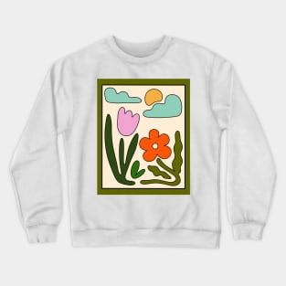 Retro Flowers Organic Abstract Crewneck Sweatshirt